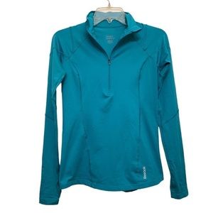 REEBOK Playdry 1/4 Zip athletic top Teal Green Medium.